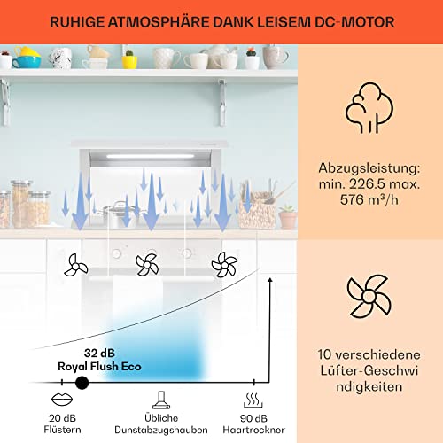Klarstein Downdraft-Dunstabzugshaube, Versenkbare Abzugshaube, Extrem Leise Dunstabzugshauben mit Filter, Dunstabzugshaube 60cm, Umluft/Abluft Dunsthaube mit 10 Stufen, Dunstabzug 576 m³/h Luftstrom