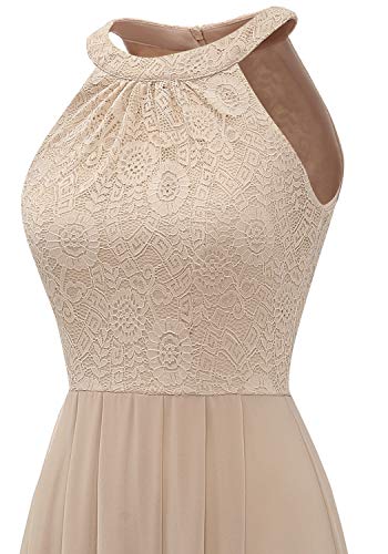 Dressystar 0040 Abendkleider Ballkleider Maxi Spitzen Schulterfrei Ohne Arm Abiballkleider Einfarbig Champagner L