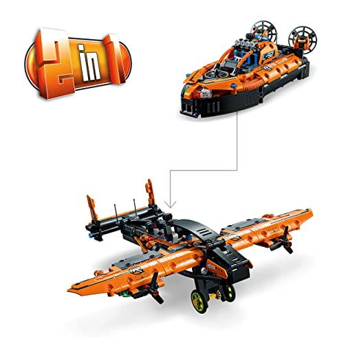 LEGO 42120 Technic Luftkissenboot für Rettungseinsätze - Flugzeug, 2-in-1 Spielzeug aus Bausteinen, Geschenk für Mädchen und Jungen ab 8 Jahren