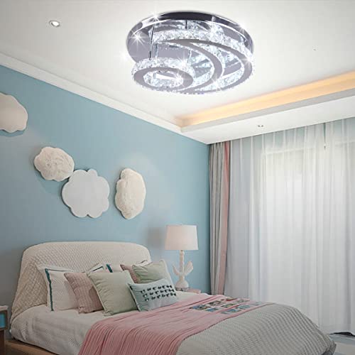 CLAIRDAI Kristall LED Deckenleuchte Mond Moderne Deckenleuchte Unterputz Kronleuchter Leuchte mit K9 Kristall für Schlafzimmer Flur Küche Badezimmer Dinning (Kühl Weiß)