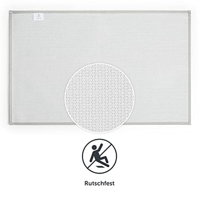 Blumtal Badezimmerteppich rutschfest - Oeko-Tex zertifizierter Badvorleger, Weiche Badematte, Badeteppich, 50x80 cm, Hellgrau