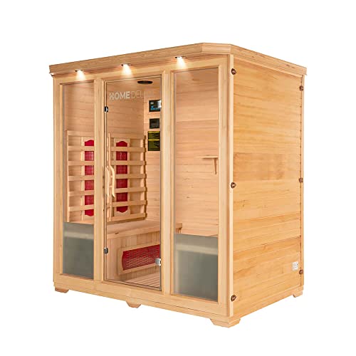 HOME DELUXE – Infrarotkabine BALI XL – Keramikstrahler, Holz: Hemlocktanne, Maße: 175 x 120 x 190 cm I Infrarotsauna für bis zu 4 Personen, Sauna, Wärmekabine