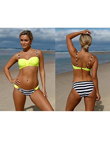 GOSOPIN Damen Bikini Zweiteilige Badeanzug Bademode Push Up Strandkleidung Bikinioberteil Bikini Set,Gelbe Streifen,M