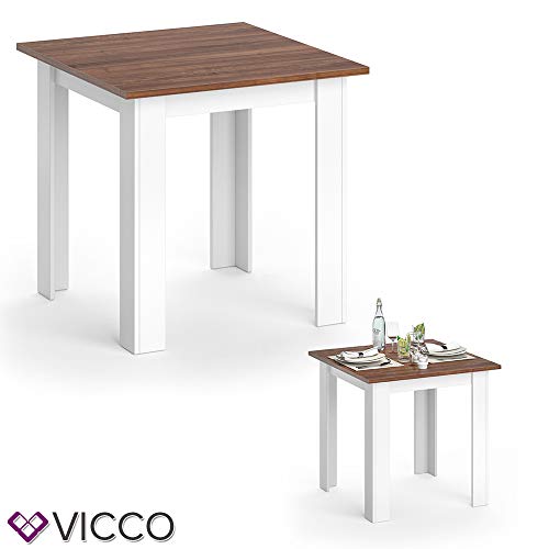 Vicco Esstisch KARLOS Esszimmertisch 80cm Wohnzimmer Küchentisch Tisch (Weiß Nussbaum)