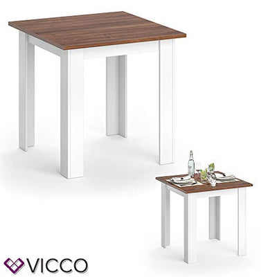 Vicco Esstisch KARLOS Esszimmertisch 80cm Wohnzimmer Küchentisch Tisch (Weiß Nussbaum)