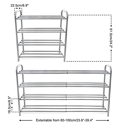 GUANJUNE 4-stufiger ausziehbarer Schuhregal-Organizer,Robustes Metallregal für bis zu 20 Paar Schuhe,Space Saver Rack für Kleiderschrank