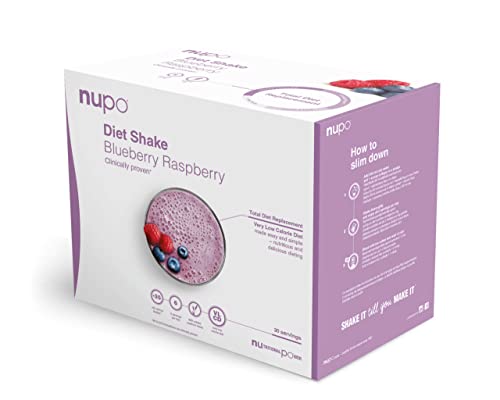 Nupo Diet Shake Blaubeer-Himbeer – Premium Diät-Shake zum Abnehmen I Kompletter Mahlzeitersatz zum Abnehmen I 30 Portionen I Very low calorie diet, glutenfrei, GMO frei