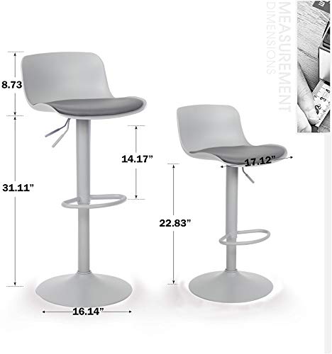 YOUNIKE Möbel Barhocker mit Höhenverstellung und 360° Drehung, Ergonomischer Hochhocker mit modernem und aerodynamischem Design für Bartheke, Küche und Zuhause (2er-Set, Dunkelgrau)