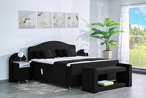 Boxspringbett 200 x 200 cm,Epos,Webstoff Black ,elektrische Verstellung,Lieferung Aufbau, Massiv Unterbau mit 7-Zonen Taschenfederkern,7-Zonen Taschenfederkernmatratze und Gelaxtopper