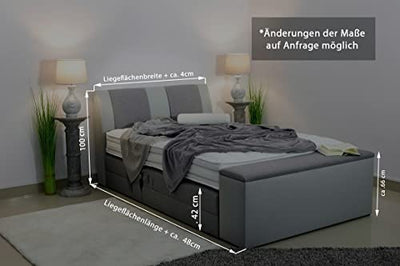 PAARA Boxspringbett Malibu II GM mit Fußtruhe | 10.000 Newton Motorleistung | Antirutsch-Matten | Royal-WS® Taschenfederkern Matratze mit GELAX® Topper Kern | Made in Germany (240 x 200 cm)