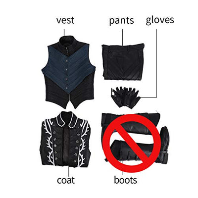 Rubyonly DMC 5 Game Vergil Cosplay Vest Herren Jacken Halloween-Kostüm für Kinder Erwachsene Anime Kunstleder-Mantel Ganze ohne Stiefel,XL