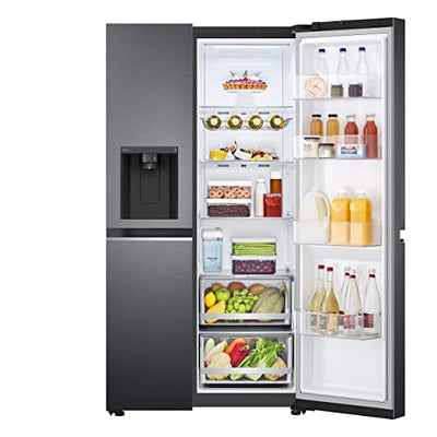 LG Electronics GSLV71MCLE Side-by-Side mit EIS-, Crushed Ice- und Wasserspender | 635 Liter Kapazität | Interner Wassertank 4L | Matt Black Steel