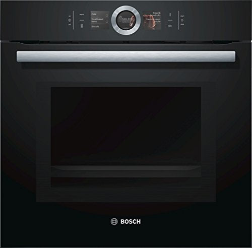 Bosch HMG6764B1 Serie 8 Einbau-Backofen mit Mikrowellenfunktion, 60x60 cm, 800W, Made in Germany, Pyrolyse Selbstreinigung, Bosch Assist Backeinstellung auf Knopfdruck, 4D Heißluft Backen auf 4 Ebenen