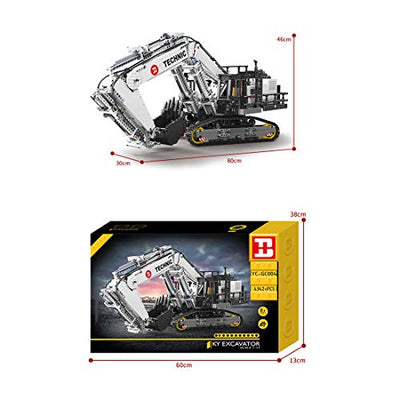 Oeasy Technik Bagger Ferngesteuert, 4342 Klemmbausteine Doppelte Fernbedienung Technic Raupenbagger mit 8 Motoren Bausteine Bauset Kompatibel mit Lego Technic