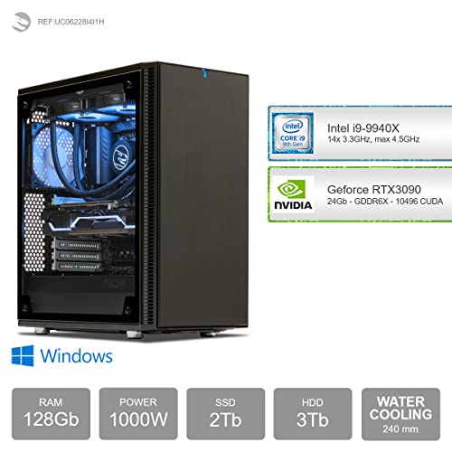 Sedatech Wasserkühlung Pro Gaming PC • Intel i9-9940X 14x 3.3GHz • Geforce RTX3090 • 128 GB RAM • 2TB SSD M.2 • 3TB HDD • Windows • Desktop Computer