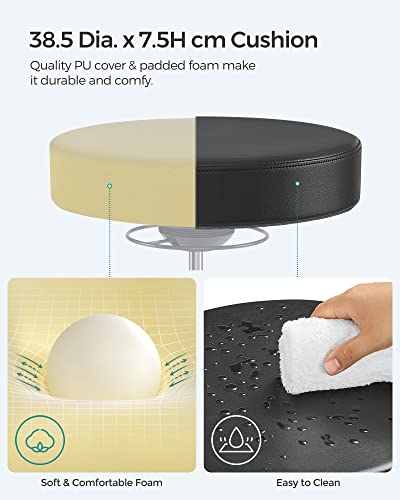 SONGMICS Bürohocker, ergonomischer Arbeitshocker, Sitzhocker, 360° Drehstuhl, höhenverstellbar, 59,5-81 cm, verstellbare Fußstütze, schwarz OSC007B01