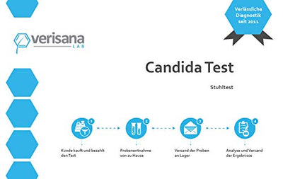 Verisana Candida Test | Stuhltest PLUS Zungenabstrich auf Candida albicans, Candida spec, Geotrichum candidum, Schimmelpilze | Pilzinfektion im Stuhl und Mund per Pilztest feststellen