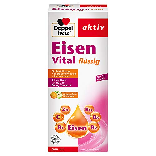 Doppelherz Eisen Vital – Eisen unterstützt die normale Funktion des Immunsystems und trägt zur normalen Bildung der roten Blutkörperchen bei – 500 ml