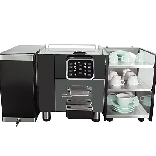 Mcilpoog Kaffeevollautomat, Kapselkaffeemaschine, kommerzielle Kaffeemaschine, mit Milchaufschäumer, unterstützt 8 Arten von Getränken wie Cappuccino, Latte usw., Edelstahlmaterial