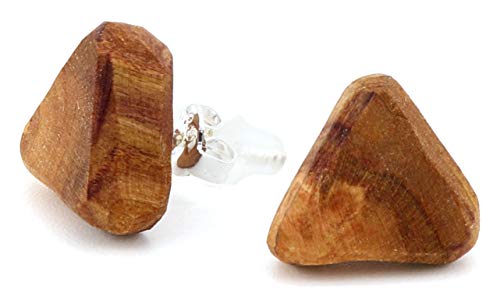 NaturSchatulle Holzschmuck Ohrringe Damen Holzohrringe Stecker Pflaumenholz 1cm I Natürliche Holz Ohrstecker Schmuck 925 Sterling Silber