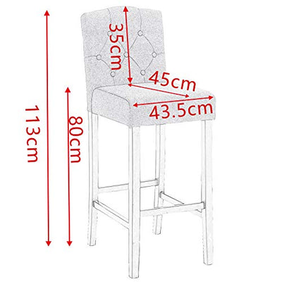 WOLTU® Barhocker BH102hgr-2 2er Set Bistrohocker Tresenhocker Barstuhl mit Lehne, Beine aus Massivholz, Antirutschgummi, dick gepolsterte Sitzfläche aus Leinen, Hellgrau