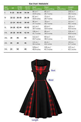 Axoe Damen 50er Jahre Cocktailkleid Rockabilly Elegantes Faltenrock Festliches Partykleider Vintage Kleid Audrey Hepburn Abendkleider mit Polka Dots Knielang, Rot, 3XL (48 EU)