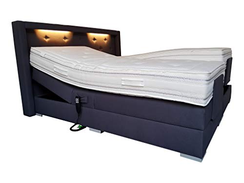 PAARA Boxspringbett Paris GM | 10.000 Newton Motorleistung | LED | Antirutsch-Matten | Royal-WS® Taschenfederkern Matratze mit GELAX® Topper Kern | Made in Germany (200 x 220 cm)