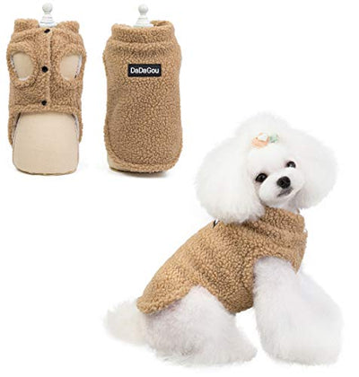 Tineer Pet Doggy Winter Lamm Kaschmir Mantel Warme Outdoor Fleece Hundefleece Futter Pullover Jacke Weste für kleine mittelgroße Hunde, XXL, Khaki (Hell Braun)