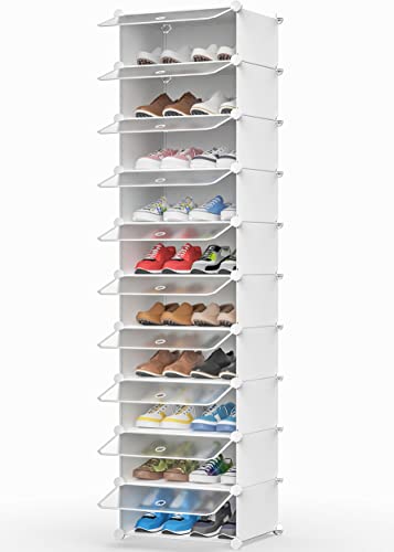 HOMIDEC Schuhregal, 10 Ebenen Schuhschrank Kunststoff-Schuhregale Organizer für Schrank Flur Schlafzimmer Eingang, Weiß