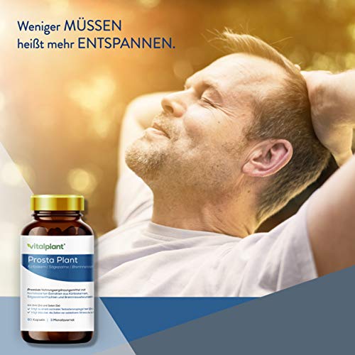 Vitalplant® Prosta Plant Kapseln im Braunglas | einzigartige Zusammensetzung aus Kürbiskernextrakt, Sägepalmenextrakt, Brennnesselwurzel