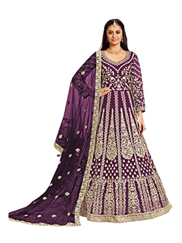 Anarkali Salwar Kameez Bollywood Kleid 1474, violett, X-Small