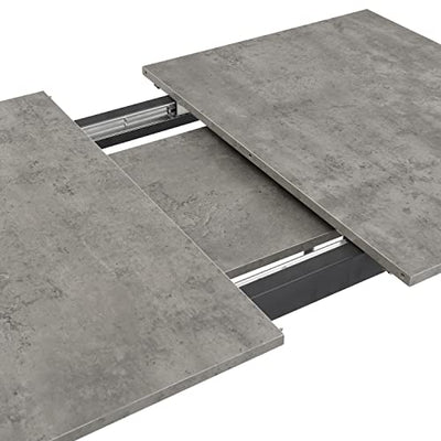 B&D home Esstisch ausziehbar, ausziehbarer Küchentisch für 4-6 Personen, Holztisch, Metallgestell Grau, für Esszimmer, Küche, Skandinavische Design, 120-160x80 cm, Beton Optik