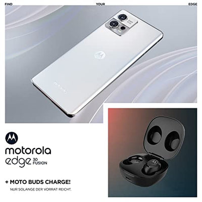 Motorola edge30 fusion Smartphone (6,55"-FHD+-Display, 50-MP-Kamera, 8/128 GB, 4400 mAh, Android 12), Aurora White, inkl. Schutzcover + KFZ-Adapter [Exklusiv bei Amazon]