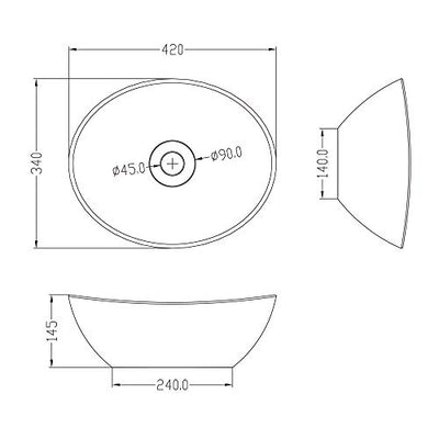 Mai & Mai Aufsatzwaschbecken aus Keramik mit Nano-Versiegelung in Schwarz matt Brüssel205