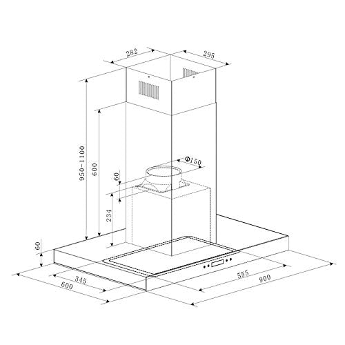 Klarstein Valeria Inselabzugshaube - Dunstabzugshaube, Inselhaube, 230W, max.650 m³/h, 3 Leistungsstufen, LED-Beleuchtung, Touch-Panel, Glas, Edelstahl, sparsam, PureAmbience Concept, weiß