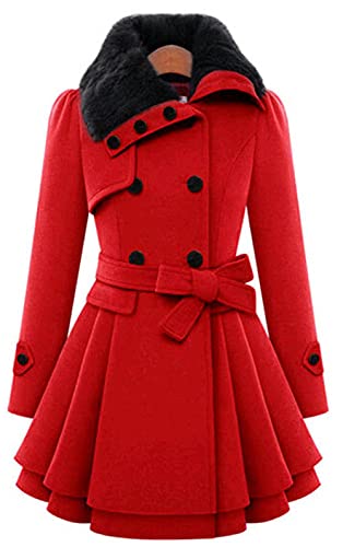 NAY Nalakey Damen Dicker Mantel A-Linie Kleider mit Asymmetrisch Saum Stehkragen TrenchcoatWinter Warmer Mantel Lange Kapuze Oberbekleidung