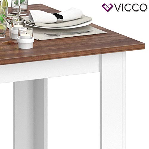 Vicco Esstisch KARLOS Esszimmertisch 80cm Wohnzimmer Küchentisch Tisch (Weiß Nussbaum)