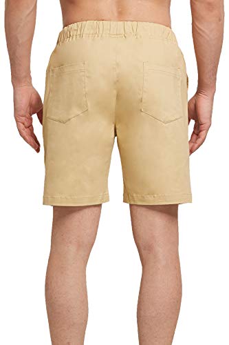 Tansozer Kurze Hosen Herren Shorts Sommer Bermuda Dünn mit Taschen(2ZD Khaki L)