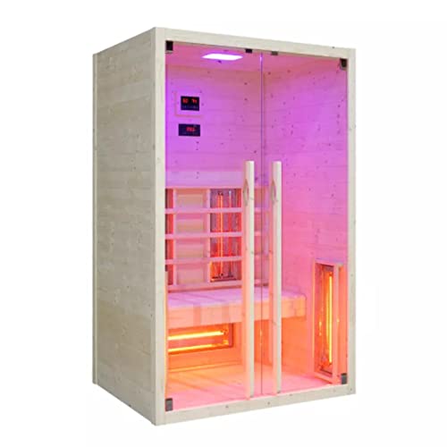 HORI® Moderne Sauna Infrarotsauna inkl. Steuergerät | Halogenstrahler I 2 Personen