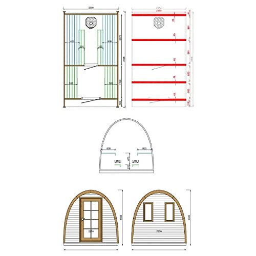 SaunaPod Fritz 4.0m mit Vordach 2-Raum Design Sauna aus Fichtenholz inkl Montagematerial Via Nordica