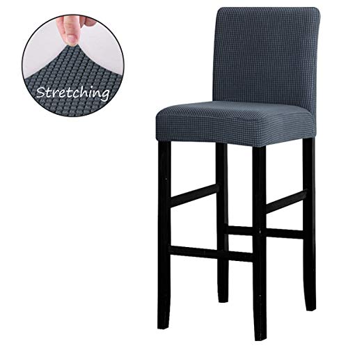 LANSHENG Bar Stuhlhussen, Stretch Abnehmbarer waschbarer Stuhl Schonbezug für Short Swivel Dining Chair Rückenlehne Barhocker Stuhl (Grau,2 Stück)