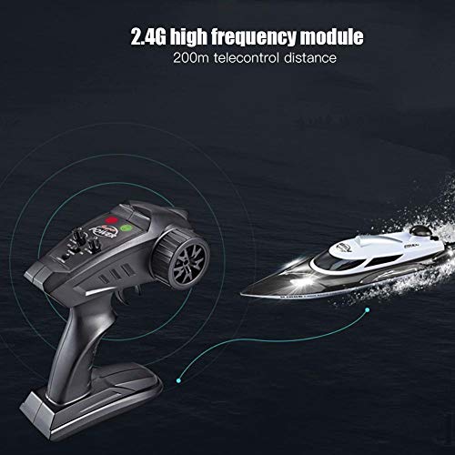 Schnelles ferngesteuertes Boot für Pools & Seen, RC 2,4 GHz Fernbedienung 4-Kanal-Miniboot Racing Speedboat Modell Kinderspielzeug Fahrzeug für Pools & Seen Automatisch(Schwarz)