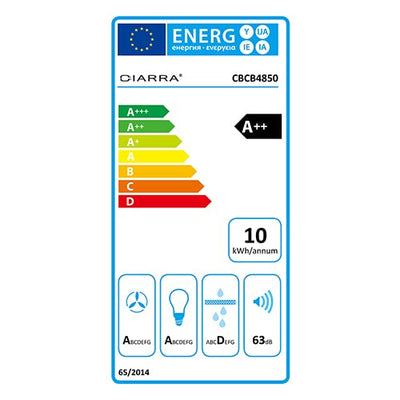 CIARRA CBCB4850 A++ Inselhaube Umluft Dunstabzugshaube Insel Freihängend 48cm 700m³/h mit Smart Wi-Fi App 4 Stufen Booster Glas Inselabzugshaube CBCF003 Aktivkohlefilter Schwarz