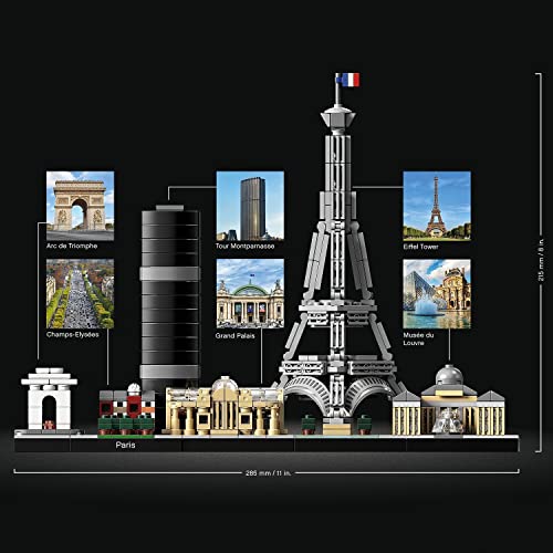 LEGO 21044 Architecture Paris, Modellbausatz mit Eiffelturm und Louvre-Modell, Skyline-Kollektion, Haus- und Raum-Deko, Geschenkideen für Sammler