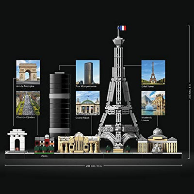 LEGO 21044 Architecture Paris, Modellbausatz mit Eiffelturm und Louvre-Modell, Skyline-Kollektion, Haus- und Raum-Deko, Geschenkideen für Sammler