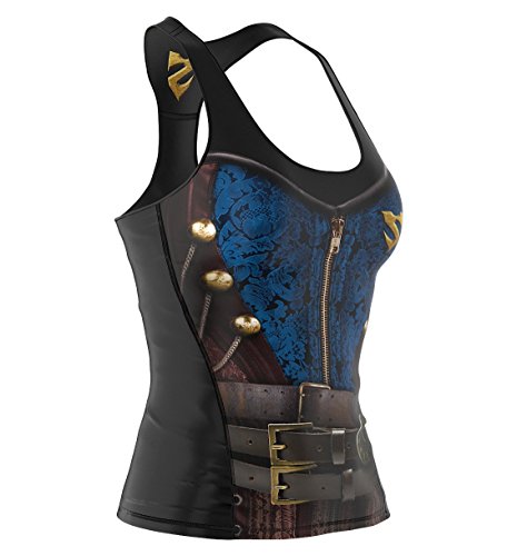 SMMASH Steampunk Damen Compression Sport Tank Top, Funktionsshirt für Crossfit, Fitness, Laufen, Fit Cut Sporttop Damen Atmungsaktiv und Leicht, Tanktops Frauen, Hergestellt in der EU (S)