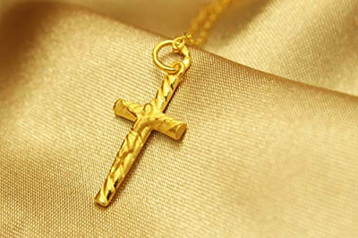 ANAZOZ Halskette Damen 18 Karat Gelbgold Jesus Kreuz Halsketten mit Anhänger Schmuck für Frauen Gold