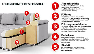 Eckcouch Ecksofa Niko Bis! Design Sofa Couch! mit Schlaffunktion und Bettkasten! U-Sofa Große Farbauswahl! Wohnlandschaft vom Hersteller (Ecksofa Links, Soft 020 + Majorka 03)