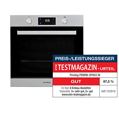 Privileg PBWR6 OP8V2 IN Einbau-Backofen/ A+ / 71 L / Pyrolyse-Reinigungssystem / Backauszug mit 2 Ebenen / Edelstahl / Turn&Go / Click&Clean / Versenkbare Bedienknebel