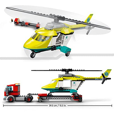 LEGO 60343 City Hubschrauber Transporter, Spielzeug ab 5 Jahren mit LKW, Rettungshubschrauber und Minifiguren, Geschenkidee für Jungen und Mädchen